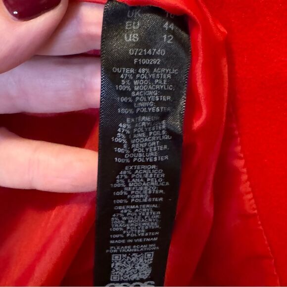 ASOS Hooded Chateau Parka Red Women’s Size 12 - Picture 5 of 5